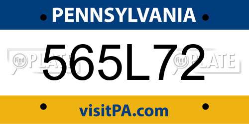 565L72 Pennsylvania License Plate