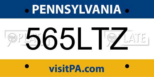 565LTZ Pennsylvania License Plate