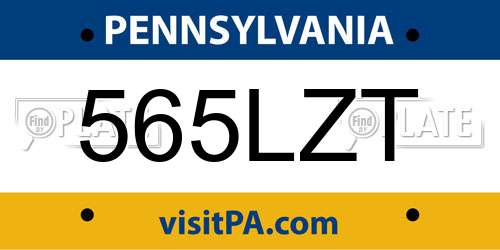 565LZT Pennsylvania License Plate