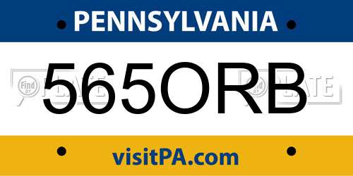 565ORB Pennsylvania License Plate