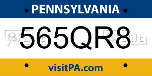 565QR8 Pennsylvania License Plate