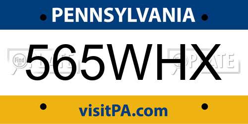 565WHX Pennsylvania License Plate