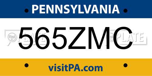 565ZMC Pennsylvania License Plate
