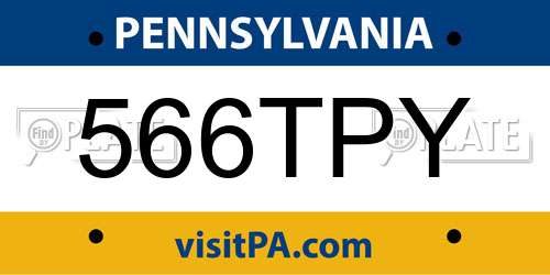 566TPY Pennsylvania License Plate