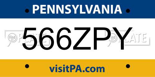 566ZPY Pennsylvania License Plate