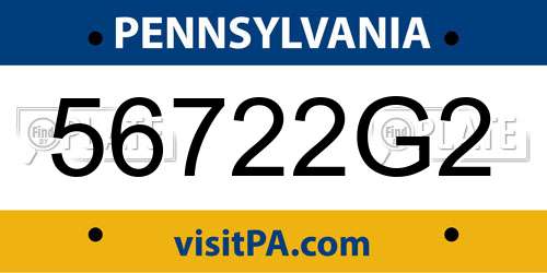 56722G2 Pennsylvania License Plate