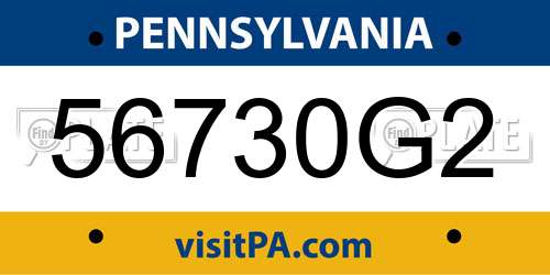 56730G2 Pennsylvania License Plate