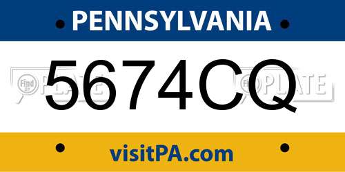 5674CQ Pennsylvania License Plate