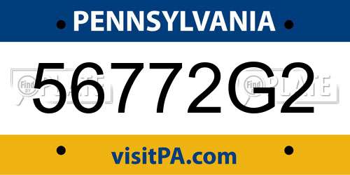 56772G2 Pennsylvania License Plate