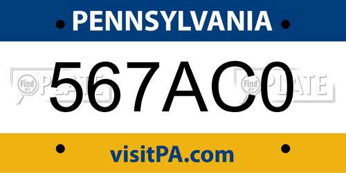 567AC0 Pennsylvania License Plate