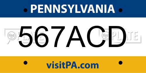 567ACD Pennsylvania License Plate