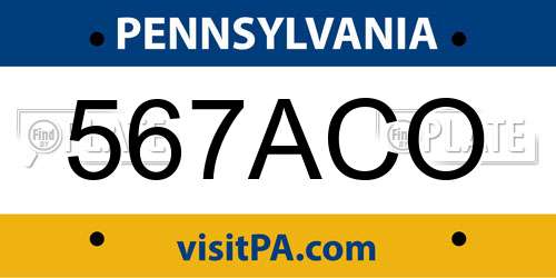 567ACO Pennsylvania License Plate