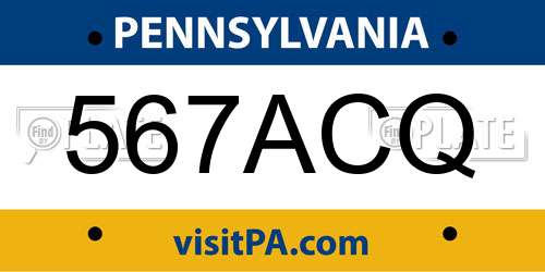 567ACQ Pennsylvania License Plate
