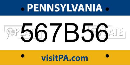 567B56 Pennsylvania License Plate