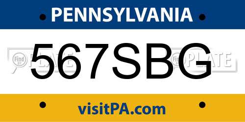 567SBG Pennsylvania License Plate