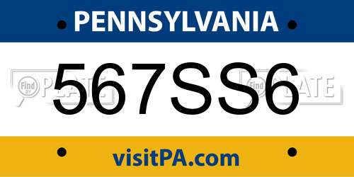 567SS6 Pennsylvania License Plate