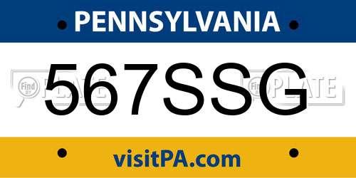 567SSG Pennsylvania License Plate