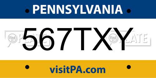 567TXY Pennsylvania License Plate