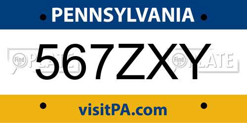 567ZXY Pennsylvania License Plate