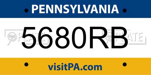 5680RB Pennsylvania License Plate