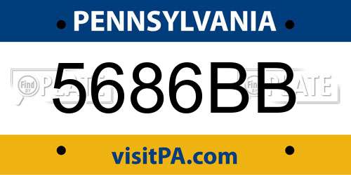 5686BB Pennsylvania License Plate