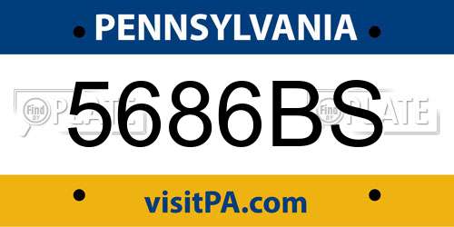 5686BS Pennsylvania License Plate