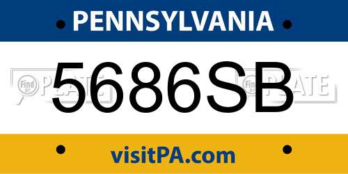 5686SB Pennsylvania License Plate
