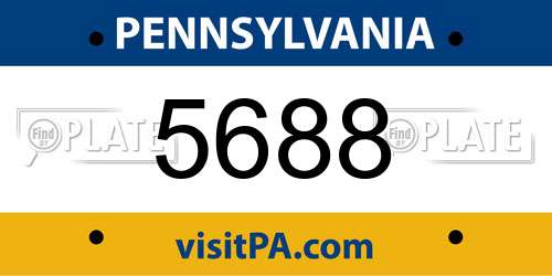 5688 Pennsylvania License Plate