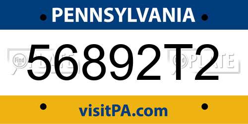 56892T2 Pennsylvania License Plate