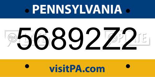 56892Z2 Pennsylvania License Plate