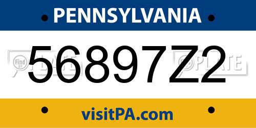 56897Z2 Pennsylvania License Plate