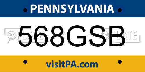 568GSB Pennsylvania License Plate