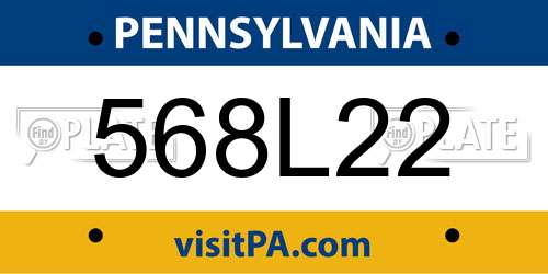 568L22 Pennsylvania License Plate
