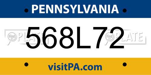 568L72 Pennsylvania License Plate