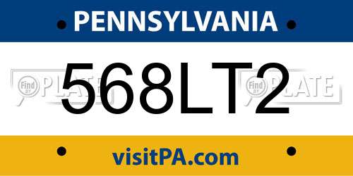 568LT2 Pennsylvania License Plate