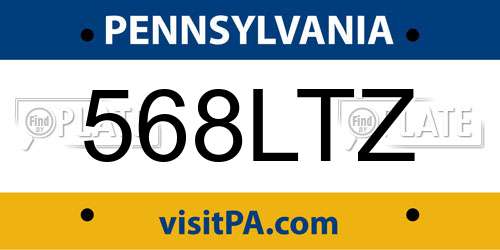 568LTZ Pennsylvania License Plate