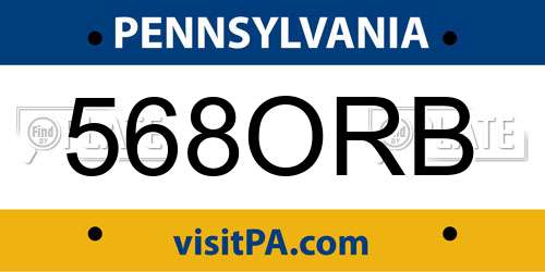 568ORB Pennsylvania License Plate