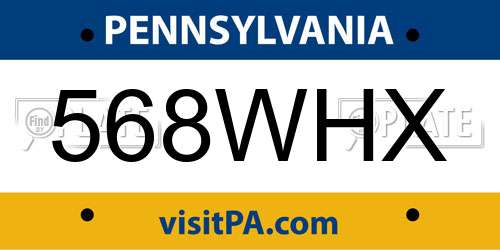 568WHX Pennsylvania License Plate