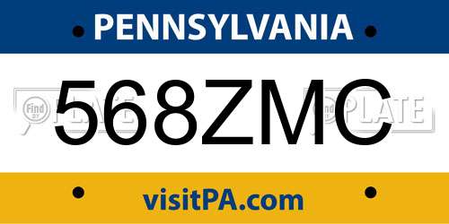 568ZMC Pennsylvania License Plate