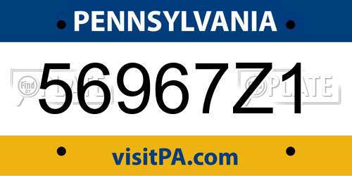 56967Z1 Pennsylvania License Plate