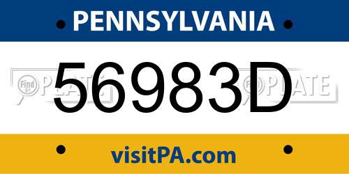 56983D Pennsylvania License Plate
