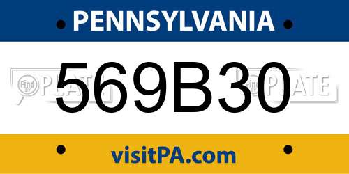 569B30 Pennsylvania License Plate