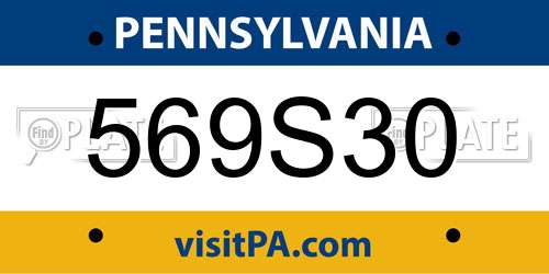 569S30 Pennsylvania License Plate