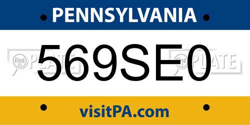 569SE0 Pennsylvania License Plate