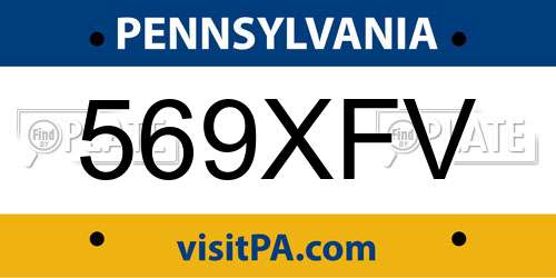 569XFV Pennsylvania License Plate