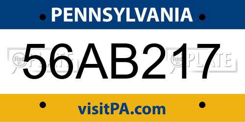 56AB217 Pennsylvania License Plate