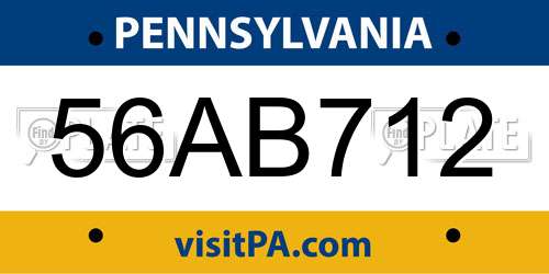56AB712 Pennsylvania License Plate