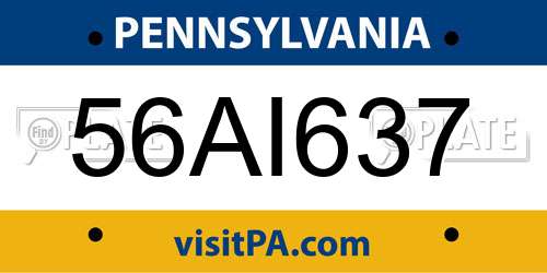 56AI637 Pennsylvania License Plate
