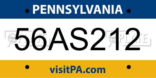 56AS212 Pennsylvania License Plate