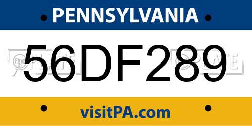 56DF289 Pennsylvania License Plate